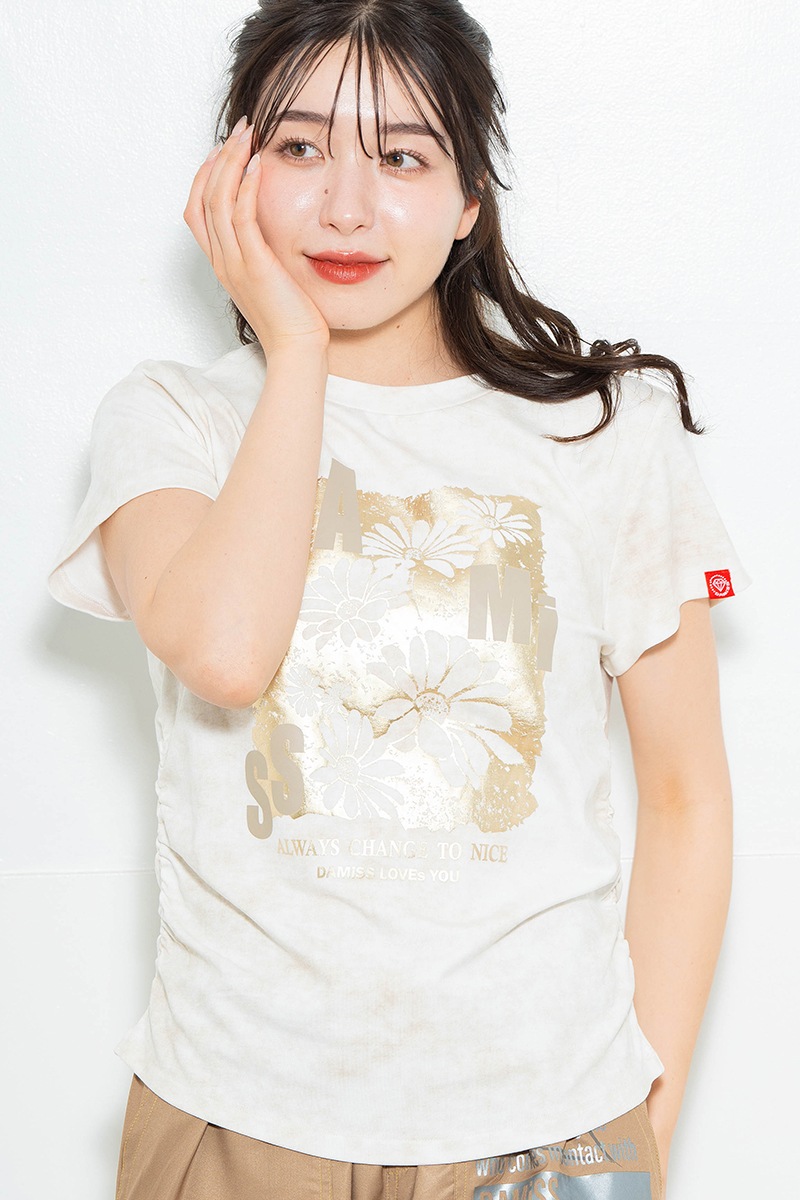 【先行割10％OFF】　メタルフローラルTシャツ アイボリー　1634-1474【6/12まで】