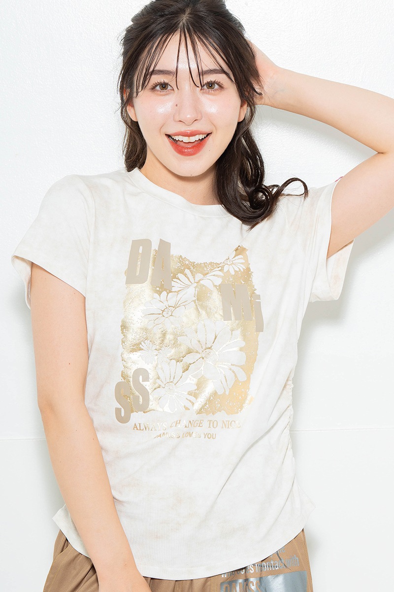【先行割10％OFF】　メタルフローラルTシャツ アイボリー　1634-1474【6/12まで】