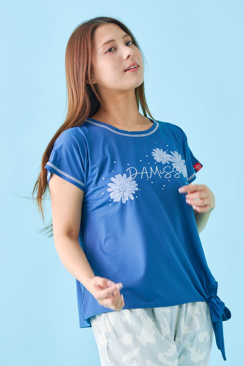 ドットフラワーストーンTシャツ ネイビー 1534-1610