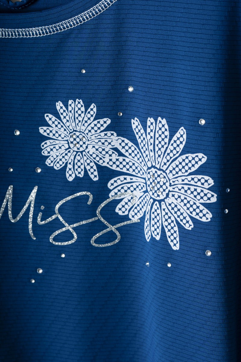 ドットフラワーストーンTシャツ ネイビー 1534-1610