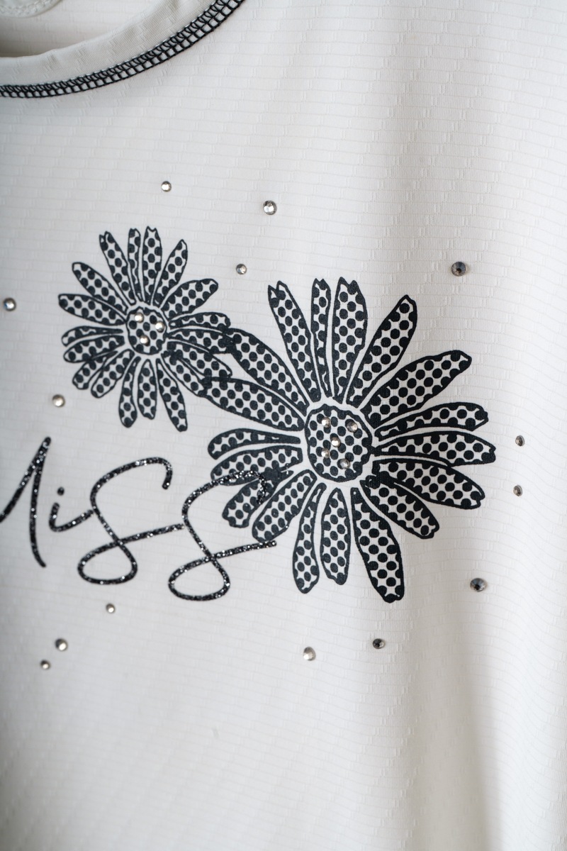 ドットフラワーストーンTシャツ ネイビー 1534-1610