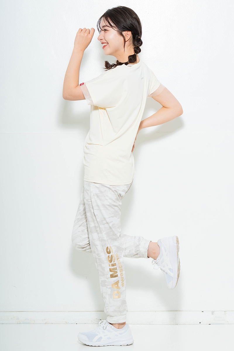 シャーリングリボンエンボスTシャツ アイボリー 1634-1476