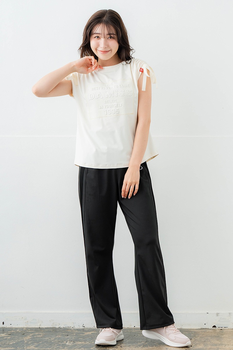 シャーリングリボンエンボスTシャツ アイボリー 1634-1476