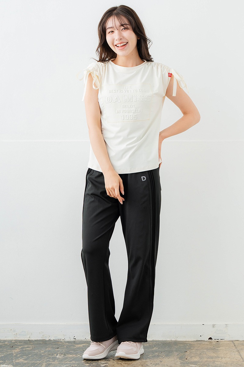 シャーリングリボンエンボスTシャツ アイボリー 1634-1476
