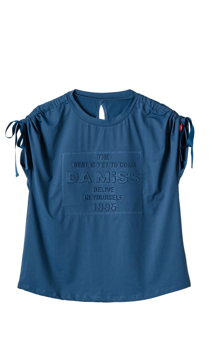 シャーリングリボンエンボスTシャツ アイボリー 1634-1476