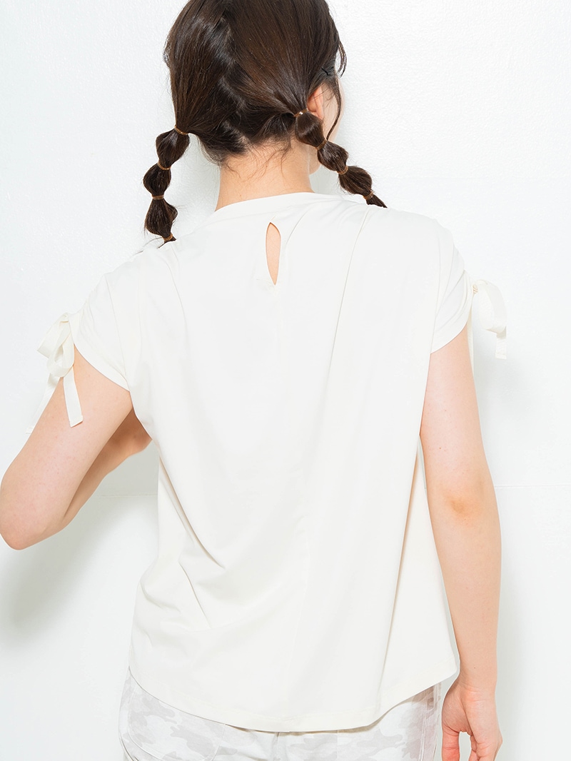 シャーリングリボンエンボスTシャツ アイボリー 1634-1476
