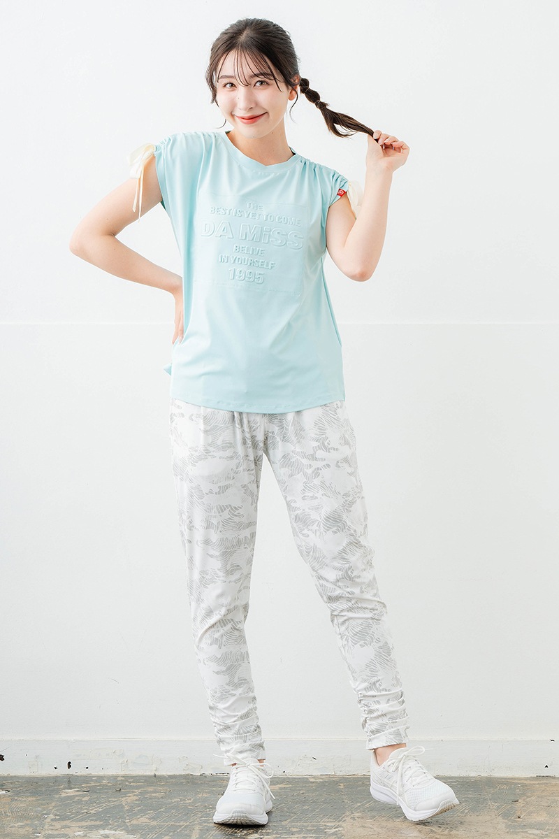 【先行割10%OFF】 シャーリングリボンエンボスTシャツ ミント 1634-1476【6/12まで】