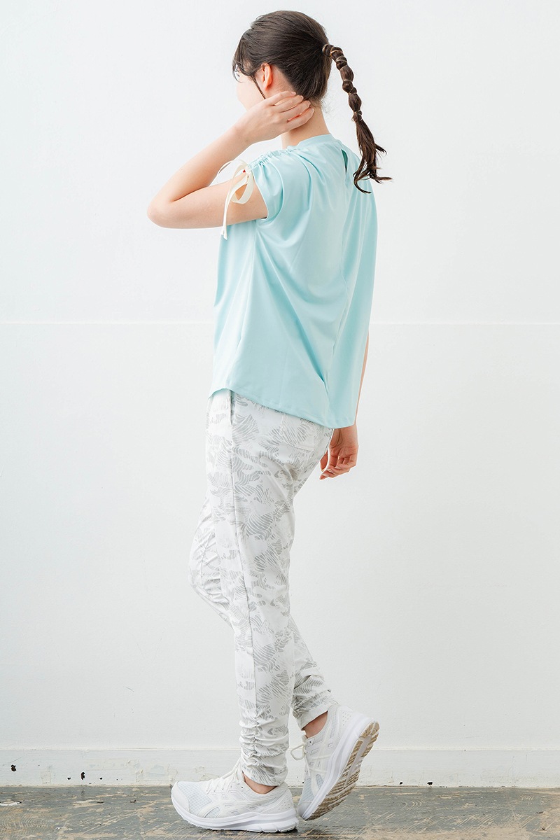 【先行割10%OFF】 シャーリングリボンエンボスTシャツ ミント 1634-1476【6/12まで】