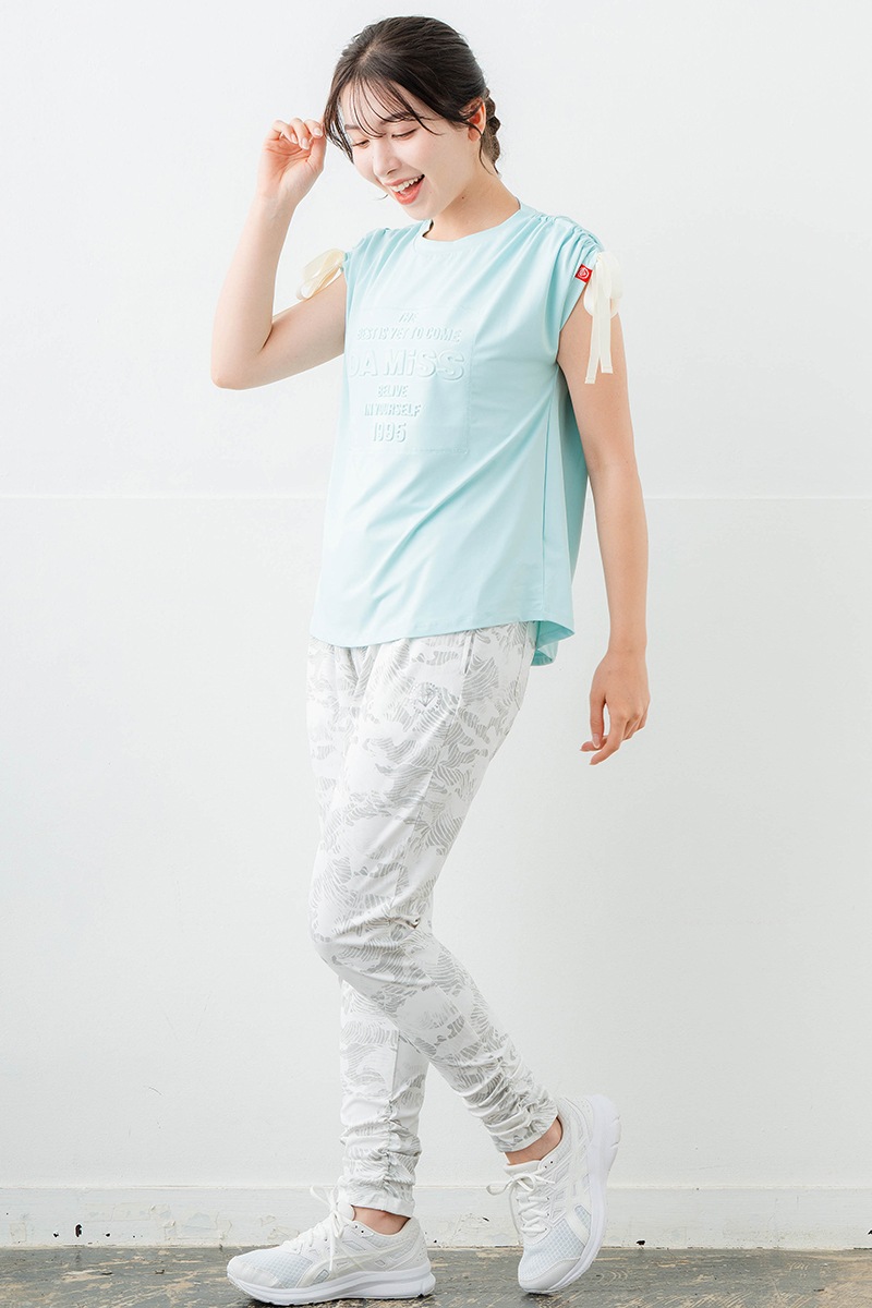 【先行割10%OFF】 シャーリングリボンエンボスTシャツ ミント 1634-1476【6/12まで】