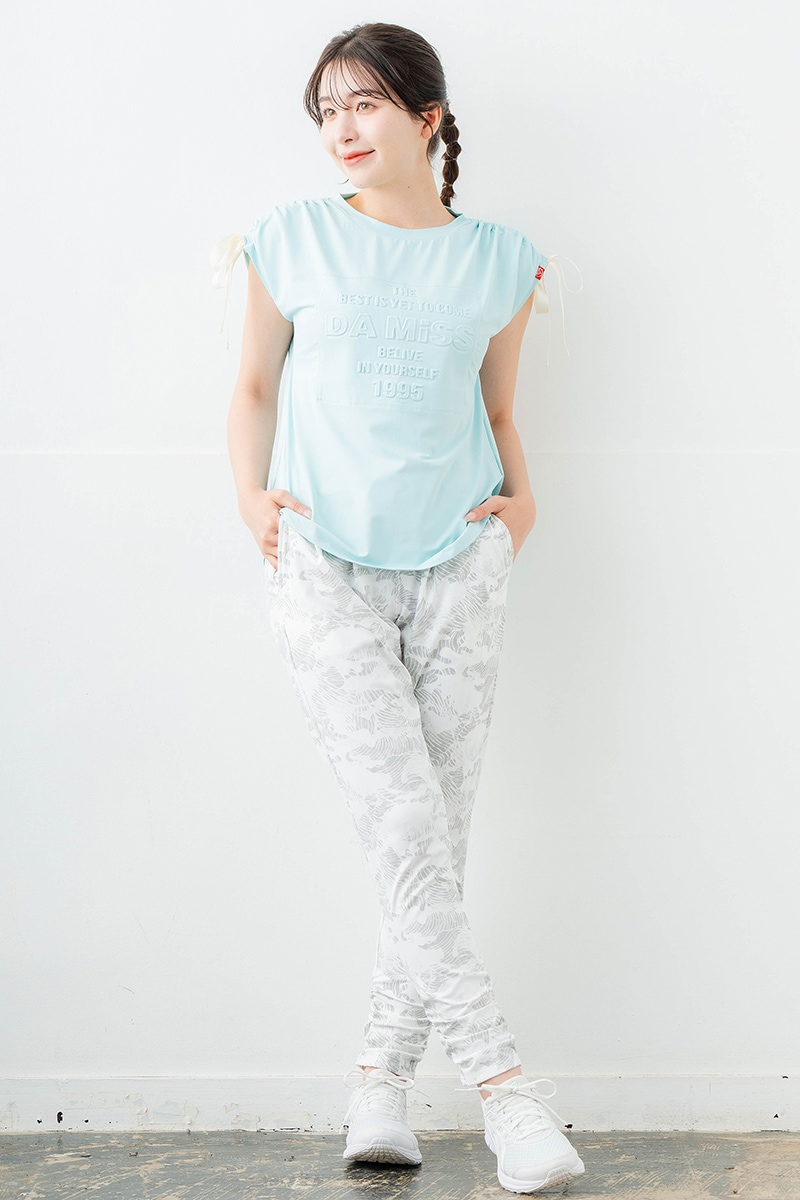 【先行割10%OFF】 シャーリングリボンエンボスTシャツ ミント 1634-1476【6/12まで】