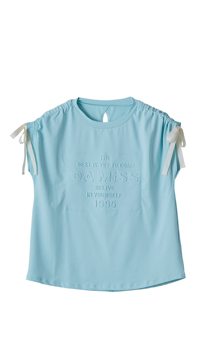 【先行割10%OFF】 シャーリングリボンエンボスTシャツ ミント 1634-1476【6/12まで】