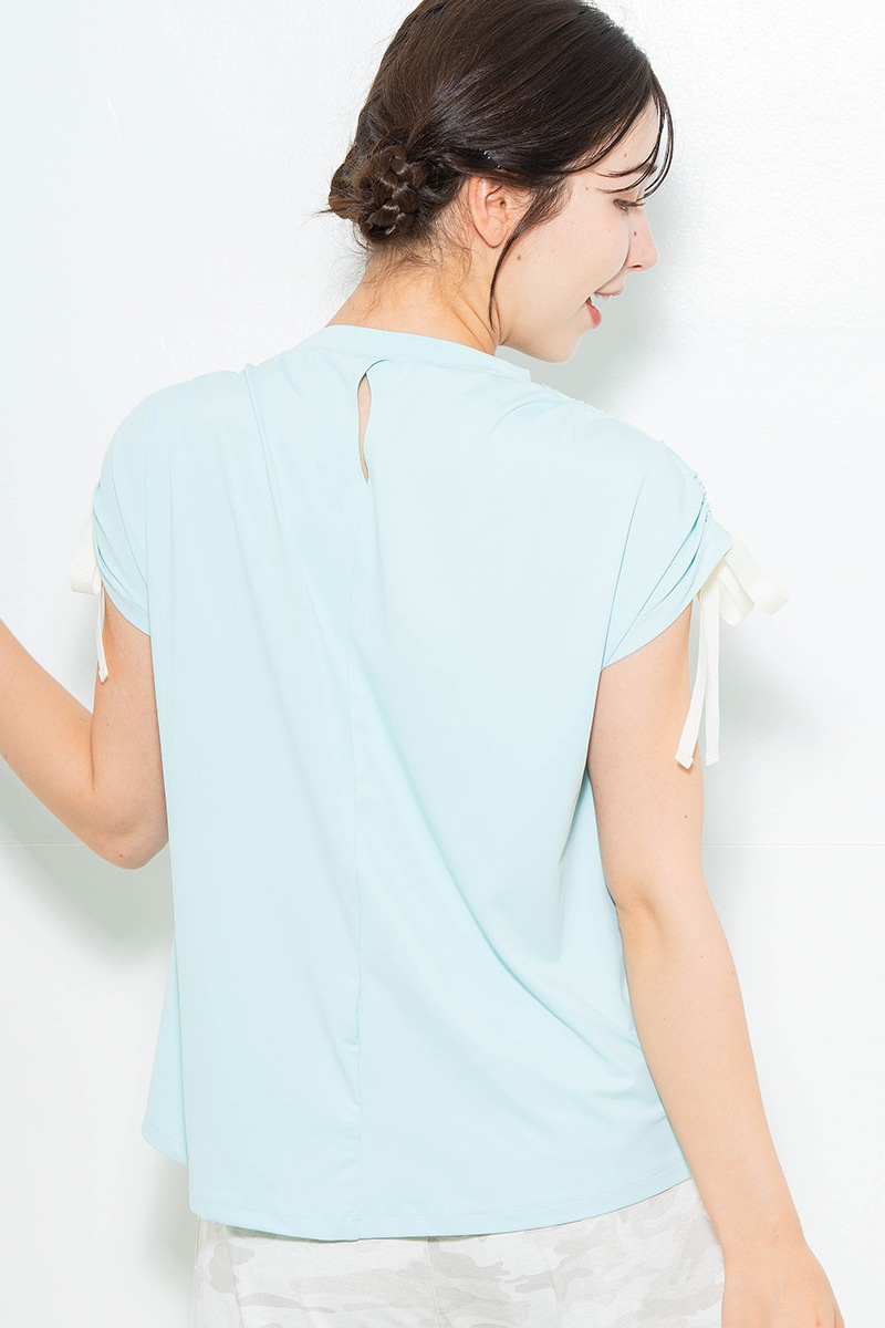 【先行割10%OFF】 シャーリングリボンエンボスTシャツ ミント 1634-1476【6/12まで】