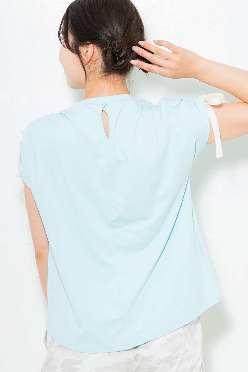 【先行割10%OFF】 シャーリングリボンエンボスTシャツ ミント 1634-1476【6/12まで】