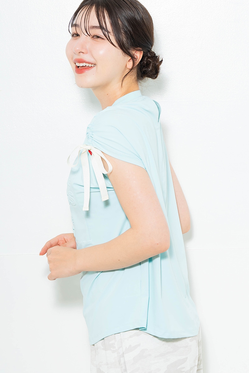 【先行割10%OFF】 シャーリングリボンエンボスTシャツ ミント 1634-1476【6/12まで】