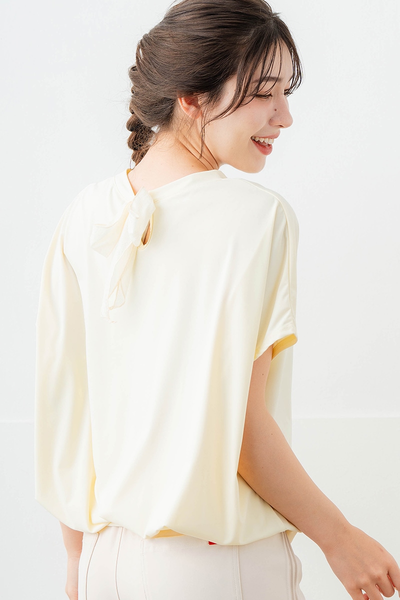 【先行割10%OFF】 バックリボンスプリクトTシャツ アイボリー 1634-1626【6/12まで】