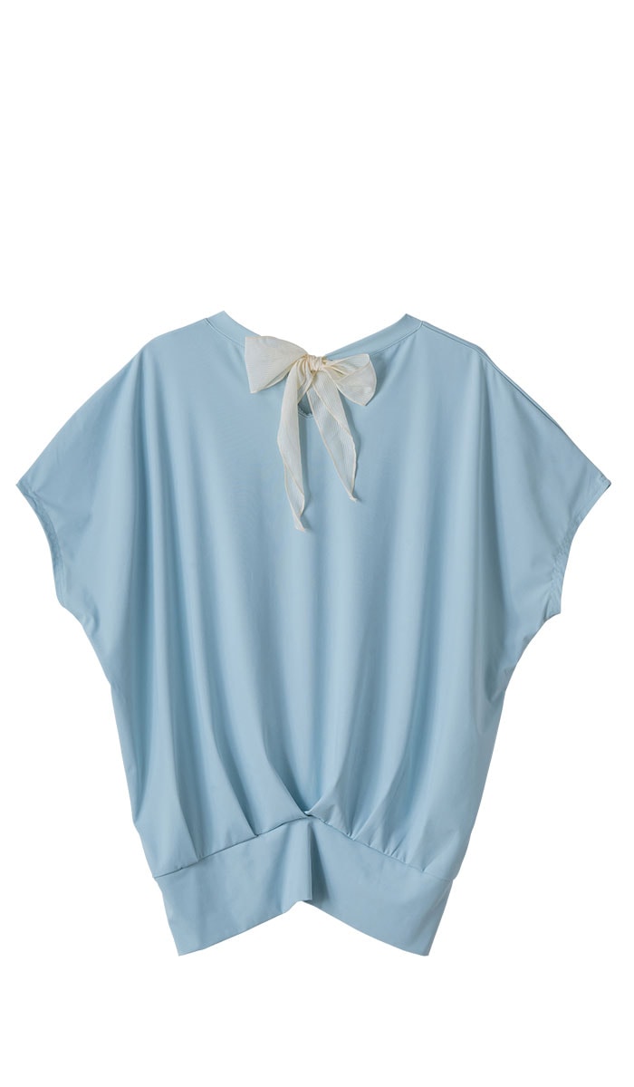 【先行割10%OFF】 バックリボンスプリクトTシャツ サックス 1634-1626【6/12まで】