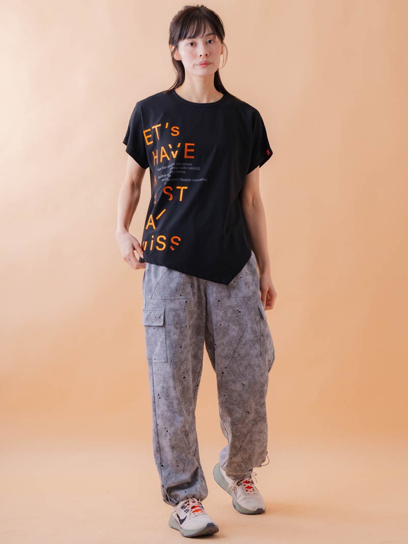 チュニックラインアシメ Tシャツ ブラック 1534-1455