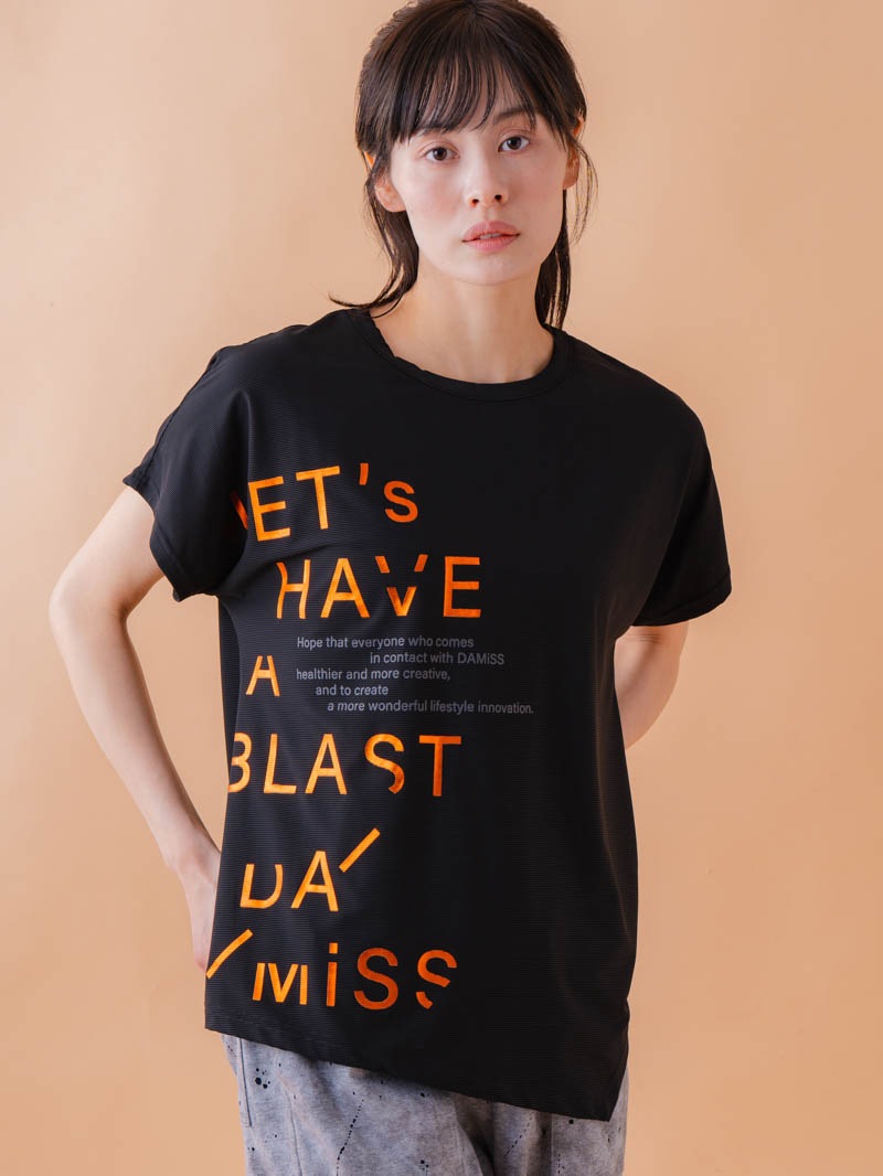 チュニックラインアシメ Tシャツ ブラック 1534-1455