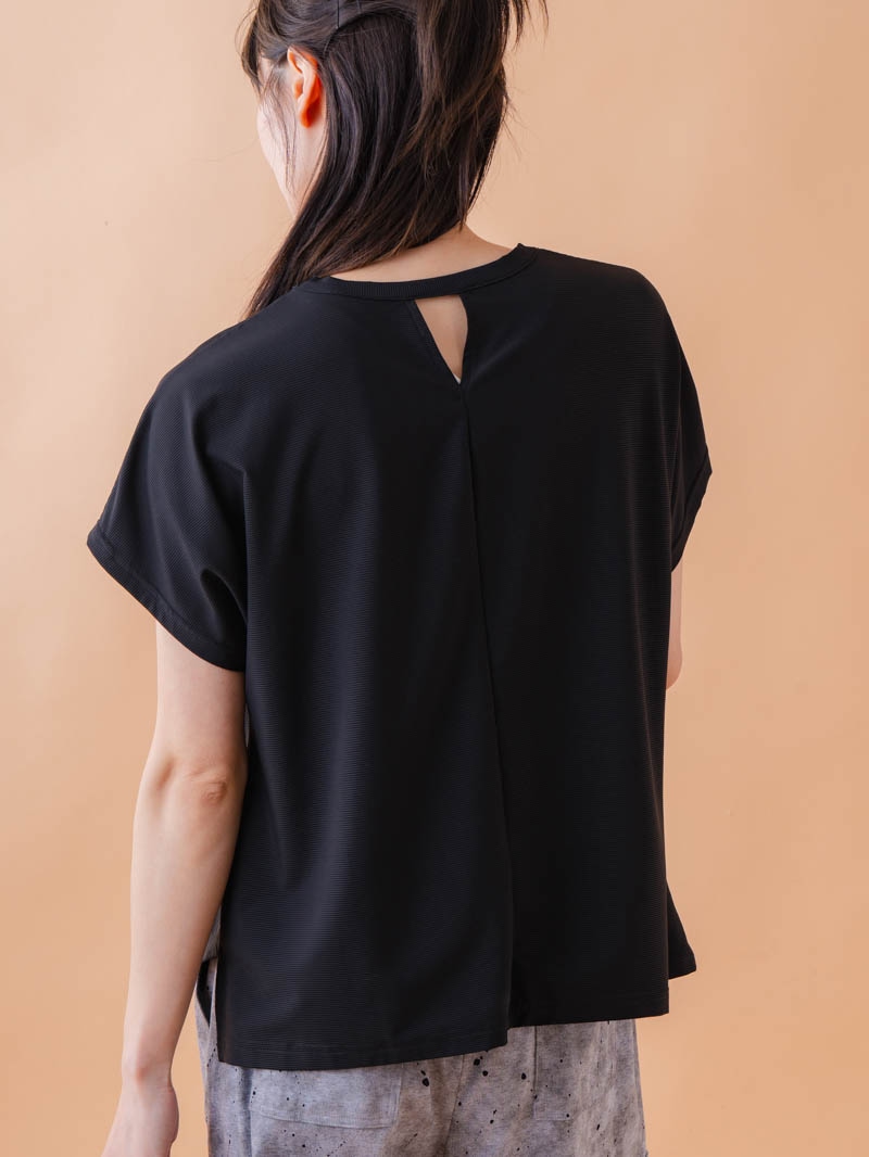 チュニックラインアシメ Tシャツ ブラック 1534-1455