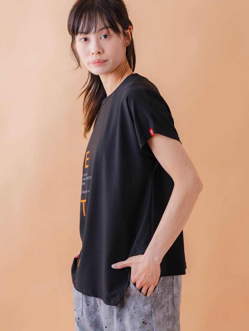 チュニックラインアシメ Tシャツ ブラック 1534-1455