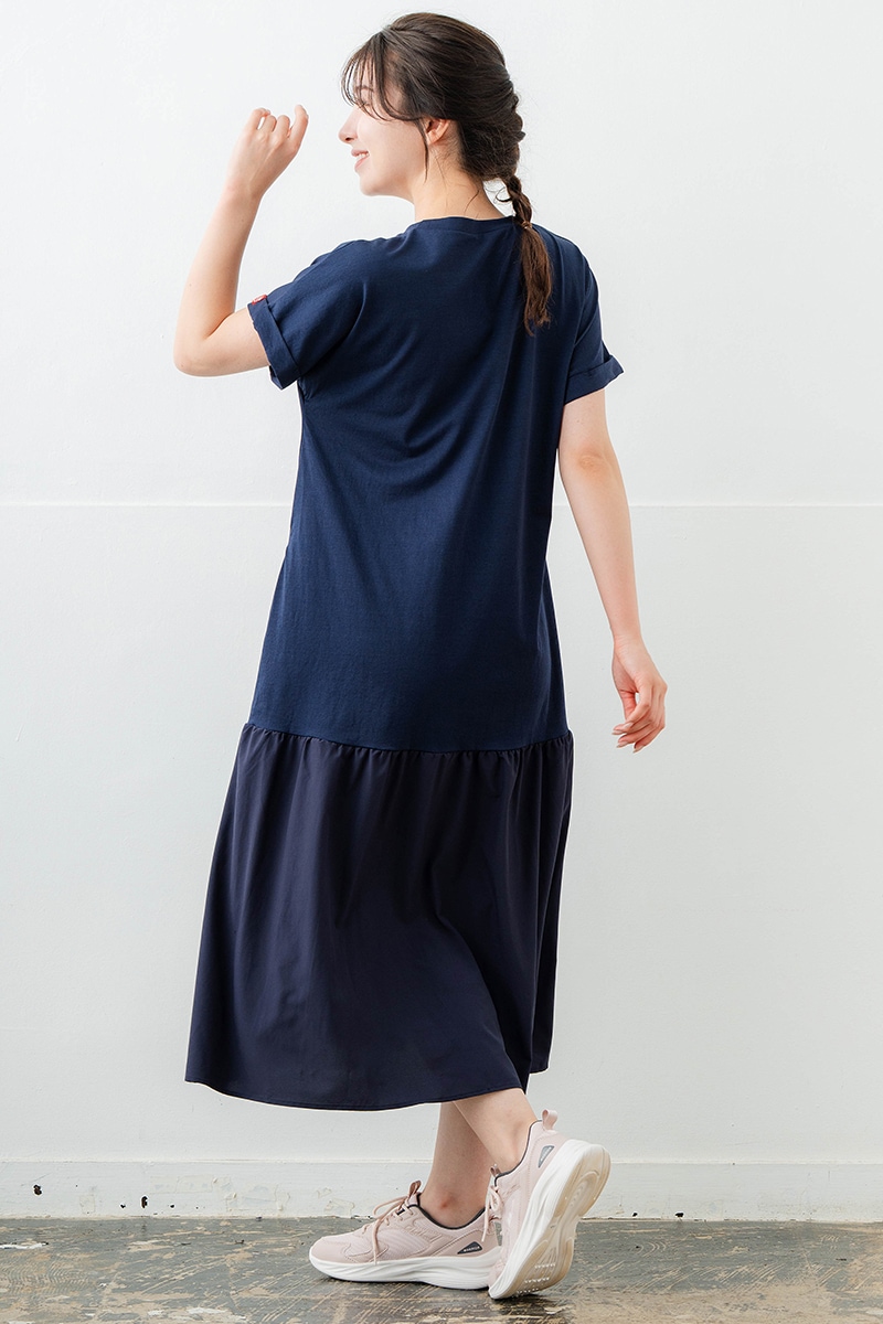 【先行割10%OFF】 コンビローウエストワンピース ネイビ 1628-1479【6/12まで】