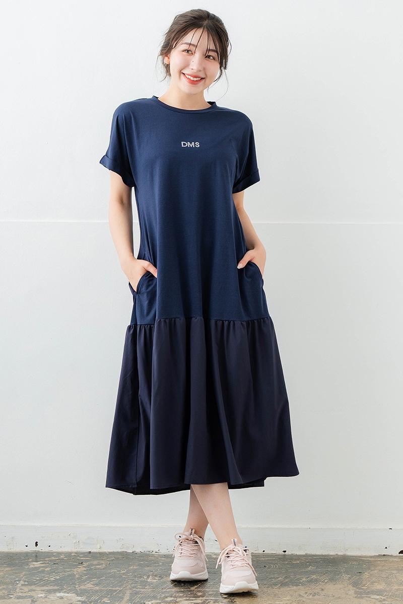 【先行割10%OFF】 コンビローウエストワンピース ネイビ 1628-1479【6/12まで】