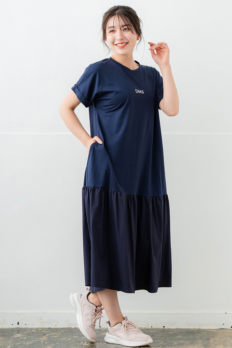 【先行割10%OFF】 コンビローウエストワンピース ネイビ 1628-1479【6/12まで】