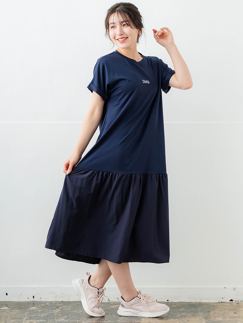 【先行割10%OFF】 コンビローウエストワンピース ネイビ 1628-1479【6/12まで】