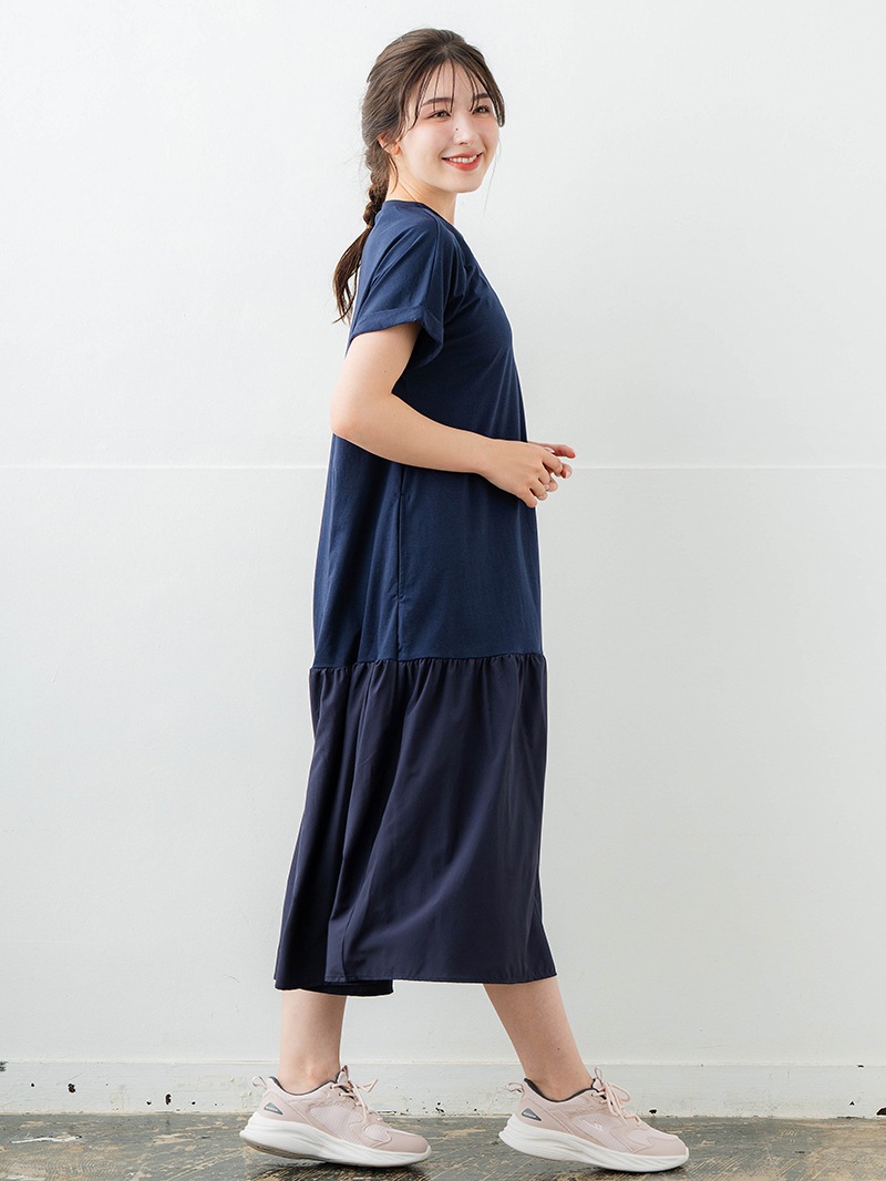 【先行割10%OFF】 コンビローウエストワンピース ネイビ 1628-1479【6/12まで】