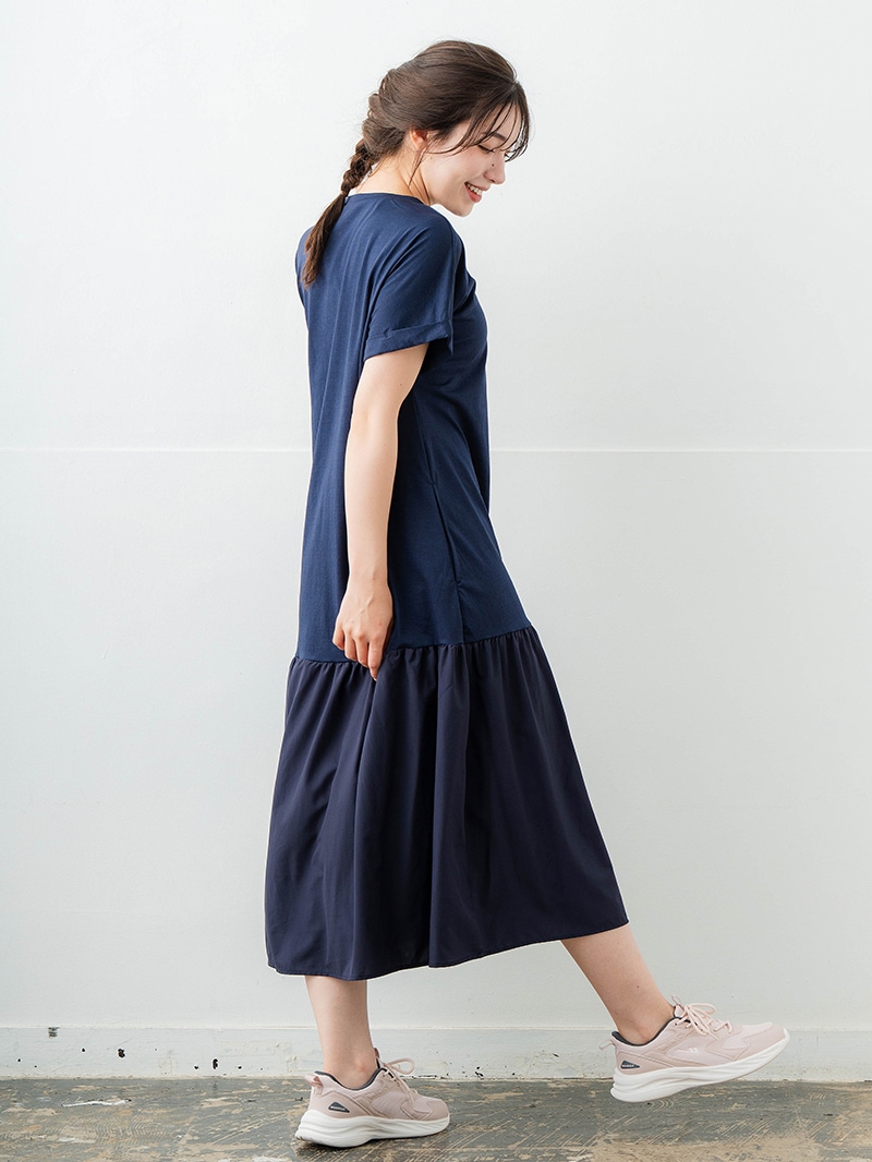 【先行割10%OFF】 コンビローウエストワンピース ネイビ 1628-1479【6/12まで】