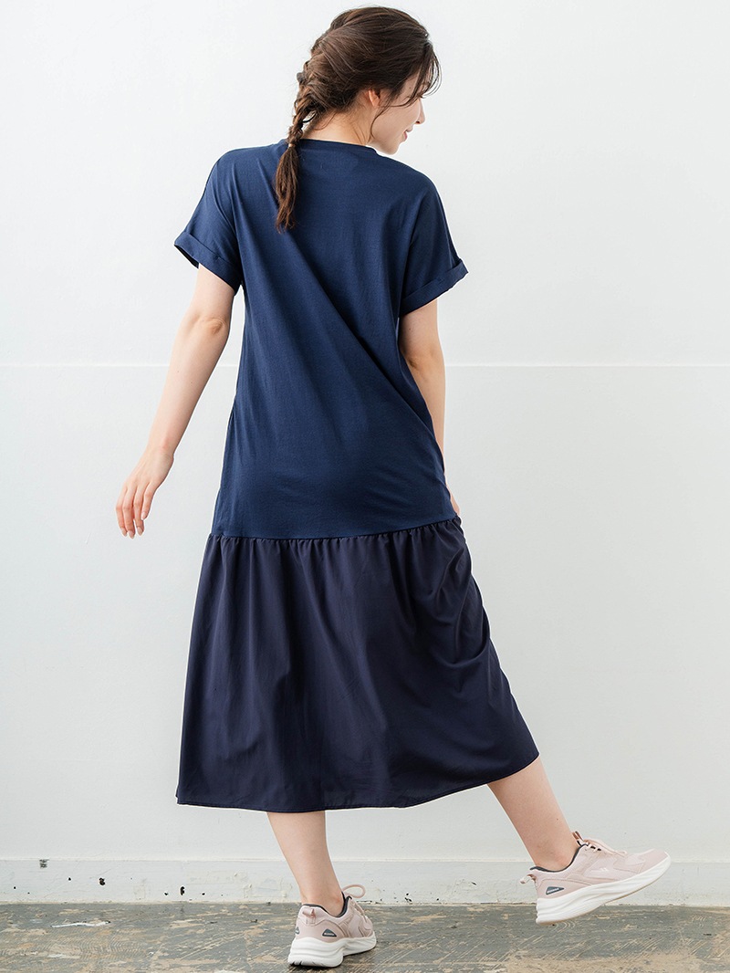 【先行割10%OFF】 コンビローウエストワンピース ネイビ 1628-1479【6/12まで】
