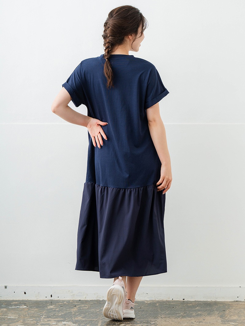 【先行割10%OFF】 コンビローウエストワンピース ネイビ 1628-1479【6/12まで】
