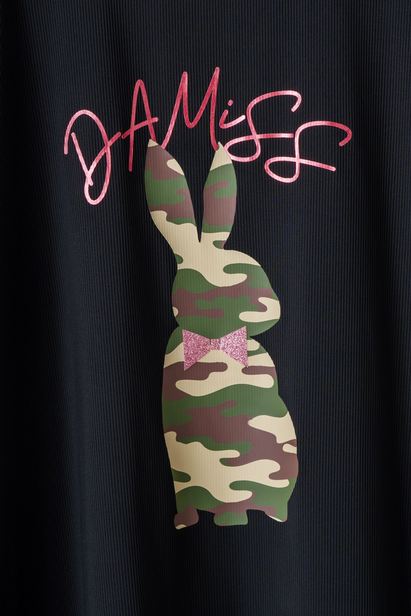 バルーンシルエットラビットTシャツ　カーキグレー　1534-1439