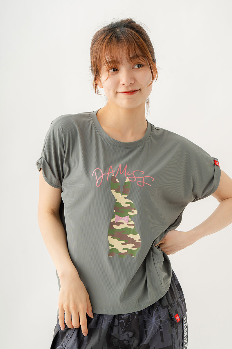 バルーンシルエットラビットTシャツ　カーキグレー　1534-1439