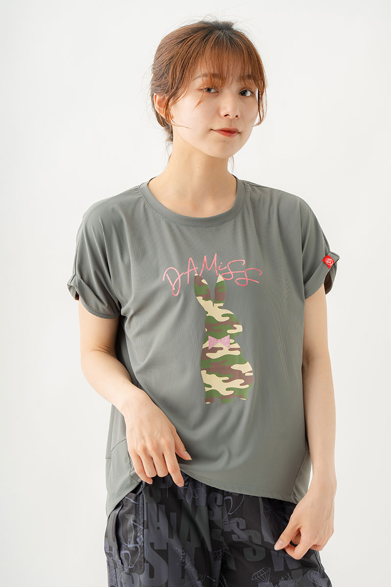 バルーンシルエットラビットTシャツ　カーキグレー　1534-1439