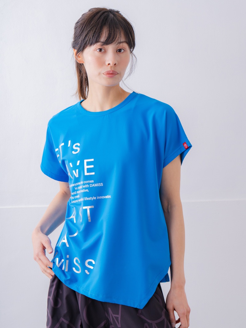 チュニックラインアシメ Tシャツ ブルー 1534-1455