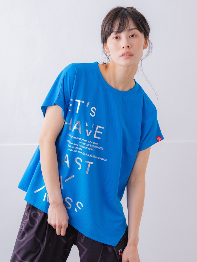 チュニックラインアシメ Tシャツ ブルー 1534-1455