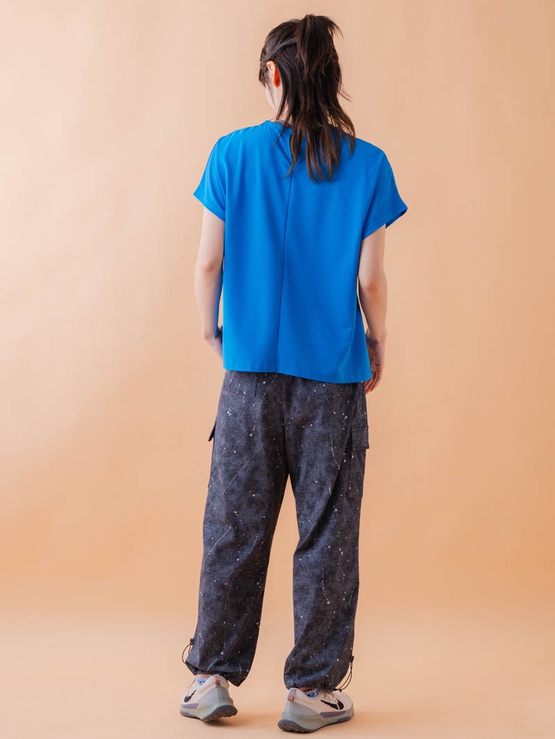 チュニックラインアシメ Tシャツ ブルー 1534-1455