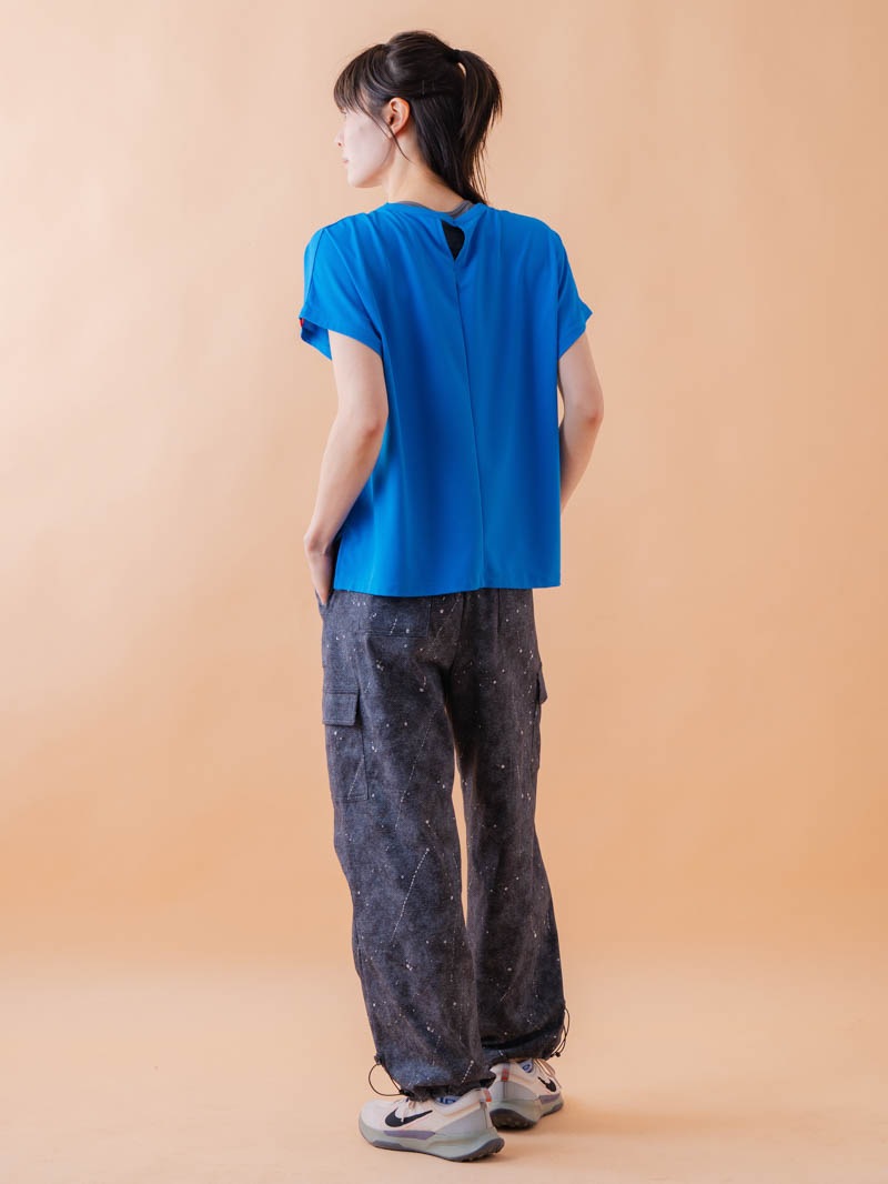 チュニックラインアシメ Tシャツ ブルー 1534-1455