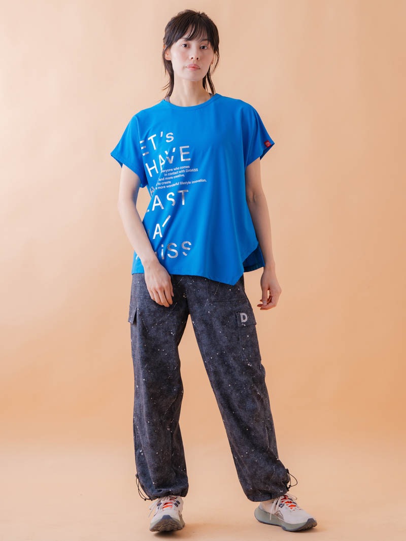 チュニックラインアシメ Tシャツ ブルー 1534-1455