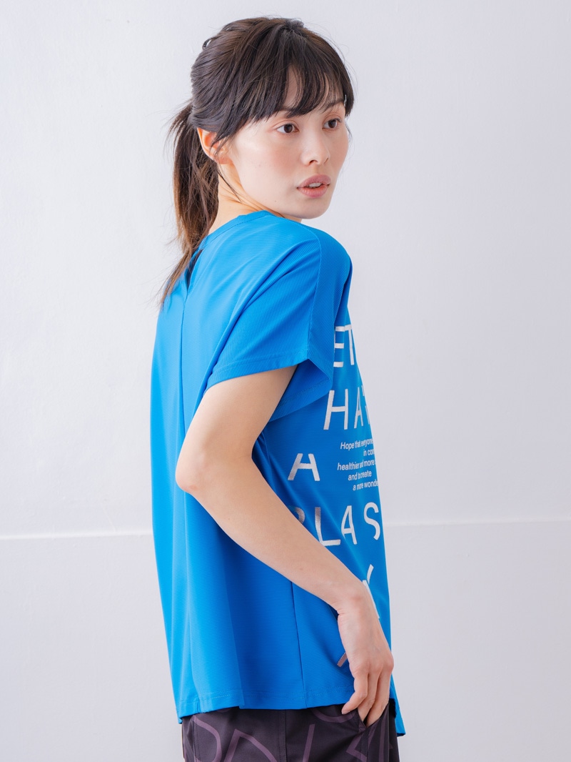 チュニックラインアシメ Tシャツ ブルー 1534-1455