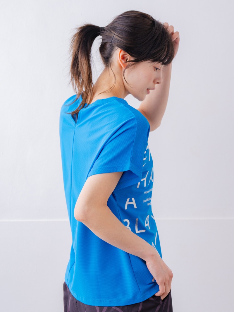 チュニックラインアシメ Tシャツ ブルー 1534-1455