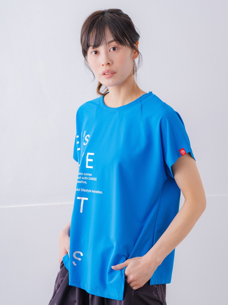 チュニックラインアシメ Tシャツ ブルー 1534-1455