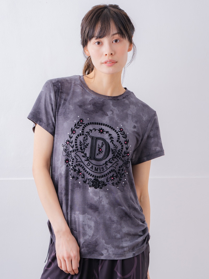 フロッキープリント Tシャツ ブラック 1534-1457