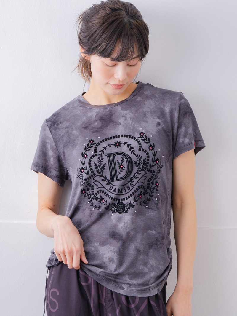 フロッキープリント Tシャツ ブラック 1534-1457