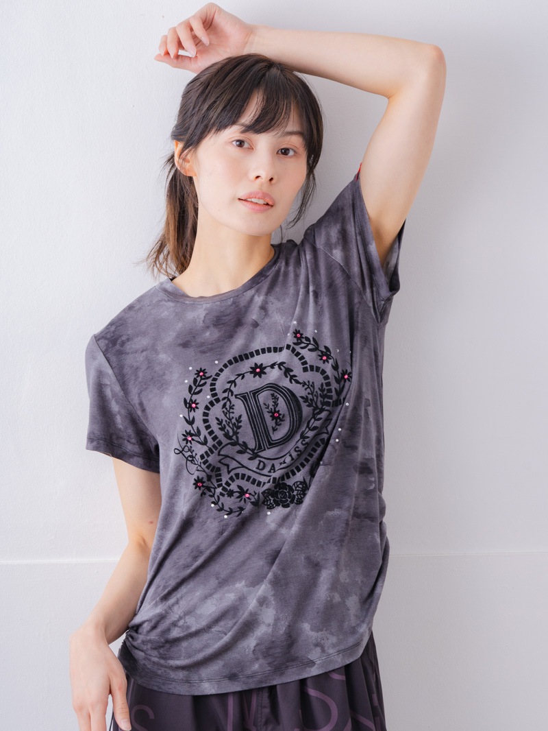 フロッキープリント Tシャツ ブラック 1534-1457