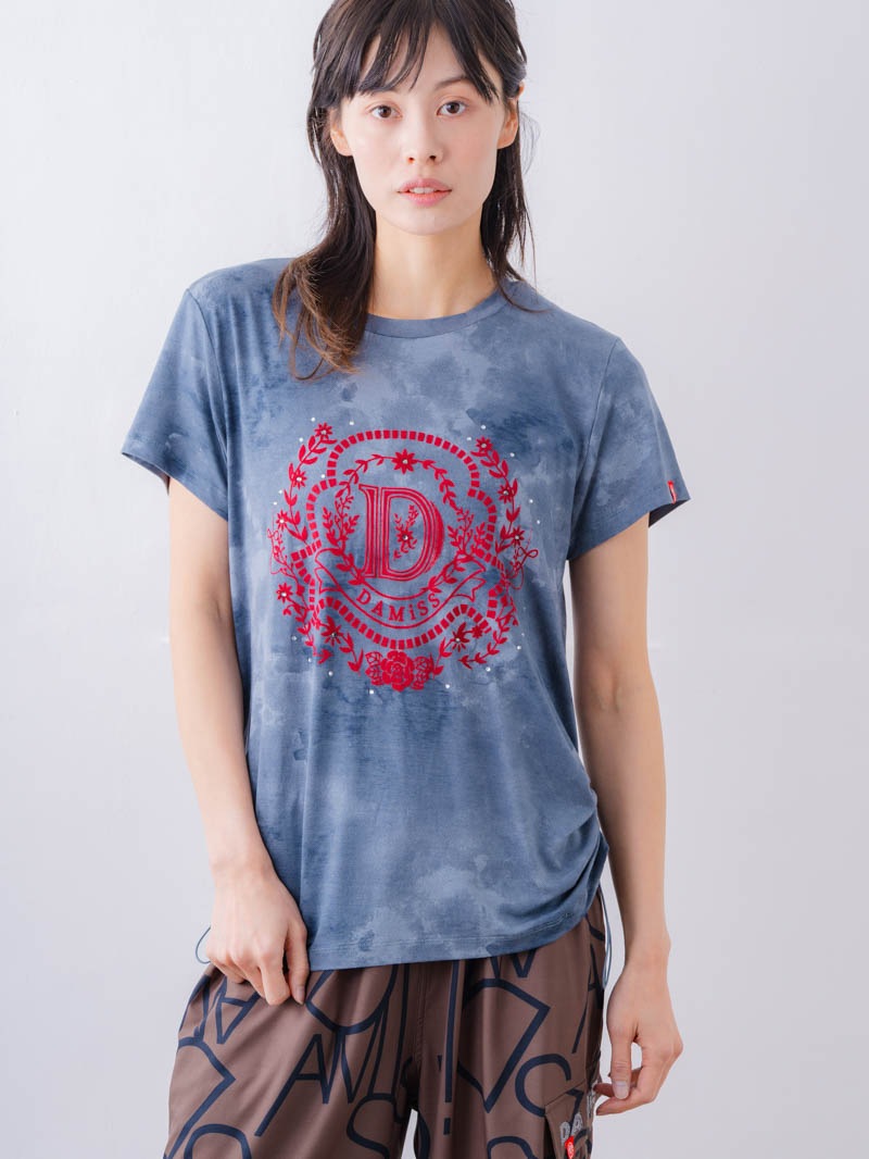 先行割10％OFF】 フロッキープリント Tシャツ ブルー 1534-1457 【1/6