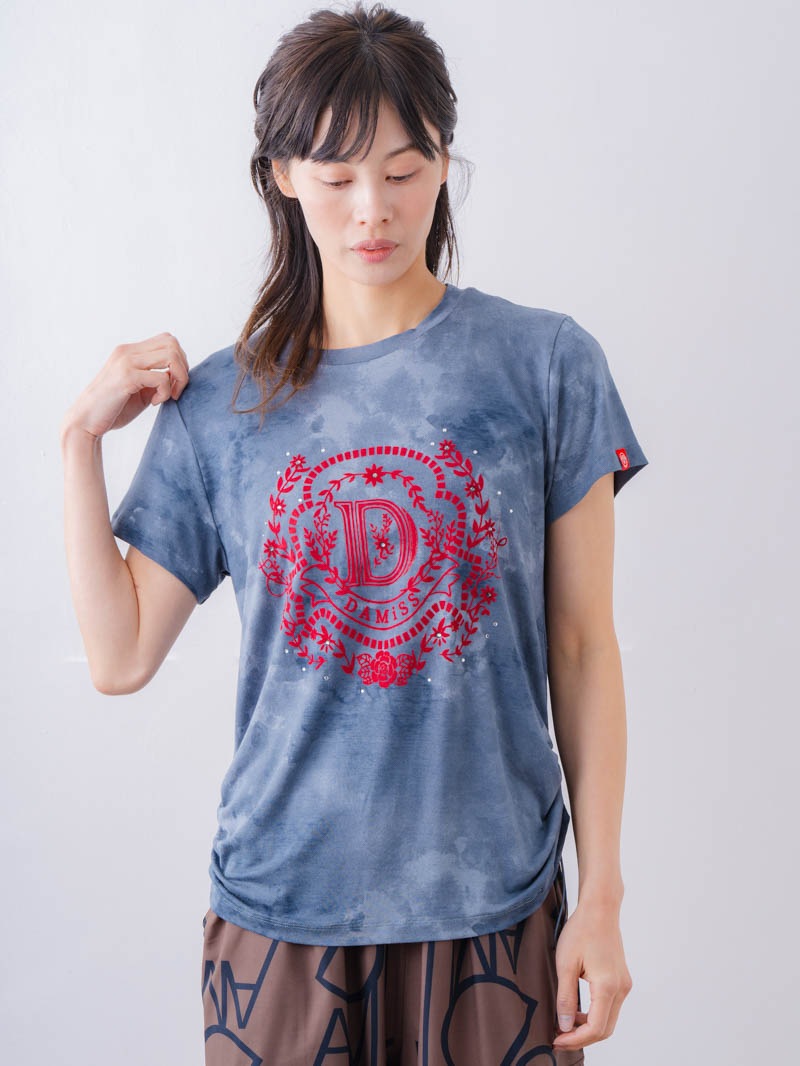 先行割10％OFF】 フロッキープリント Tシャツ ブルー 1534-1457 【1/6