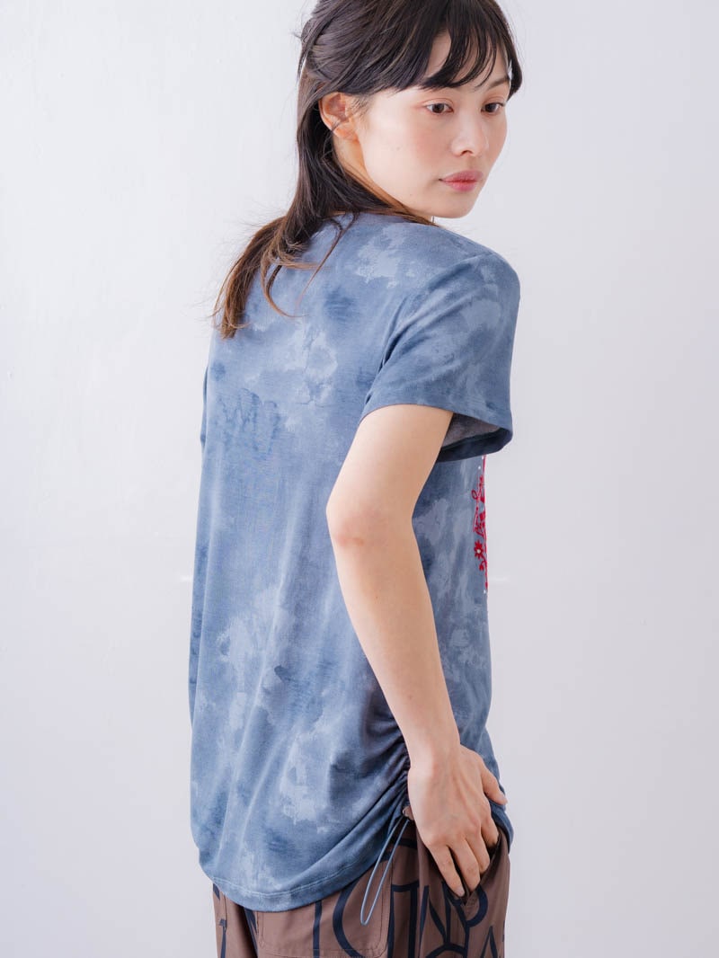 フロッキープリント Tシャツ ブルー 1534-1457