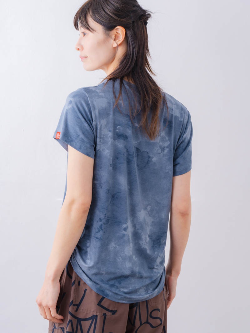 フロッキープリント Tシャツ ブルー 1534-1457